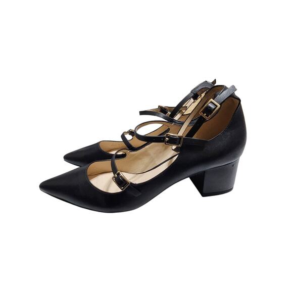 TOPSHOP WOMENS "Jolene" BLACK Leather Mary Jane Pumps SZ 39 (8.5) - Picture 1 of 6
